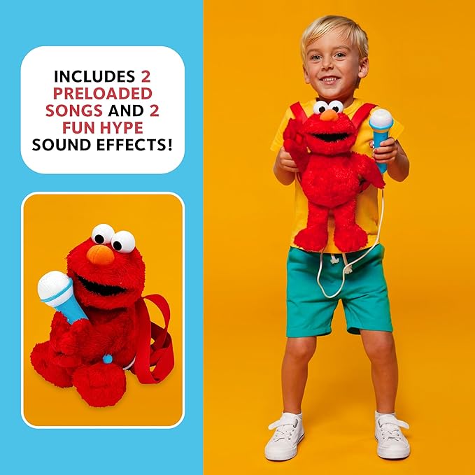 Singing Machine Karaoke Plush Sesame Street Toys ( Elmo Plush Toy) - Adjustable Carrying Straps - Sing-Along Built-in Real Working Microphone & Speaker with Record & Playback Function