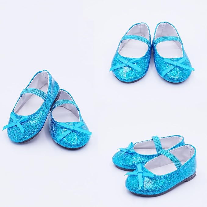 Etistta 7 Pairs of Glitter Doll Shoes Fits for 18 inch Doll Shoes American Dolls Sparkle Accessories