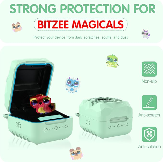Silicone Case for Bitzee Magicals Interactive Toy, Anti-Scratch, Washable, Shockproof Silicone Protective Cover for Bitzee Magicals Interactive Toy Accessories with Lanyard - Mint Green