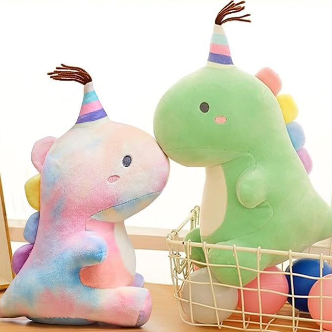Stuffed Animal Plush Toys, Cute Dinosaur Toy, Soft Dino Plushies for Kids Plush Doll Gifts for Boys Girls (Colorful, 9 Inch)