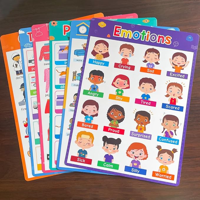 Lachilly 20 Sheets Fun Learning Poster Flash Cards - Perfect for Toddler Education, Pre-K and Kindergarten Learning Activities, Suitable for Autistic Children and Primary School Kids