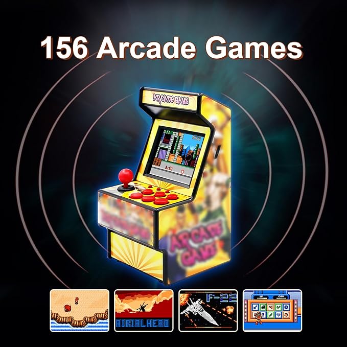 Mini Video Games Machine - 156 Retro Games Console Playable - 2.8 Inch Screen Handheld Gaming Device Support AV Output - Electronic Birthday Xmas Gift for Kids Adults