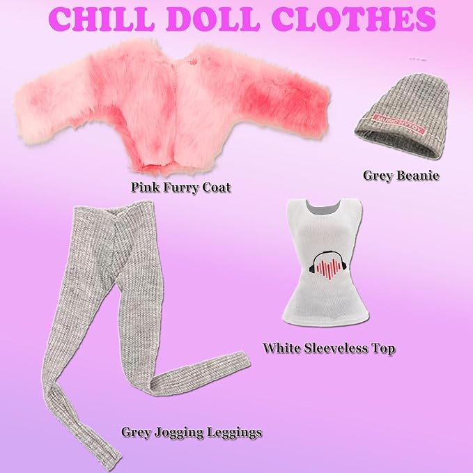 23 Pieces Doll Clothes & Accessories for 11.5 Inch Girl Dolls Include 5 Tops 5 Pants Fashion Outfits 5 Coats Jacket 5 High Heels 5 Flat Shoes and 3 Accessories for 11.5 Inch Girl Dolls Fashion Set