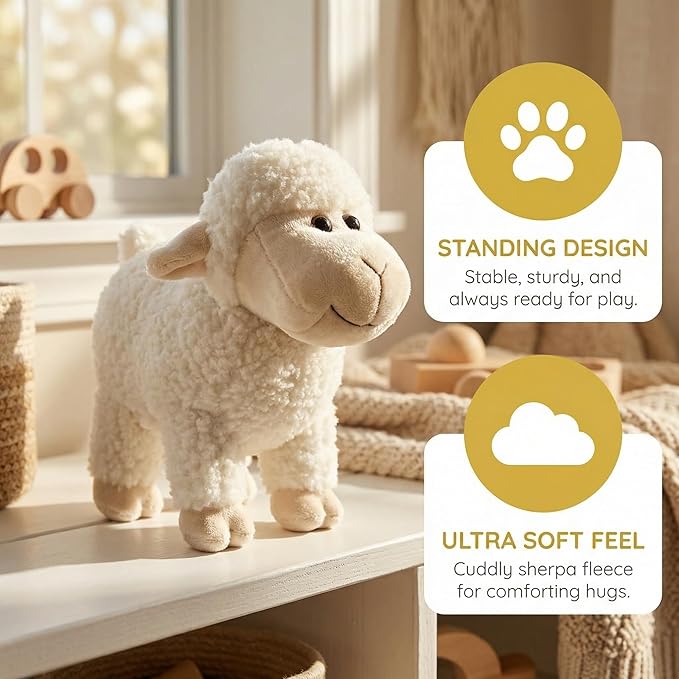 Tiny Heart Sheep Stuffed Animal Sheep Plush Toy Small Lamb Stuffed Animal Cute Super Soft Gift for Kids Boys and Girls Birthday Home Decor Cuddly White Little Lamb Toys (Standing)