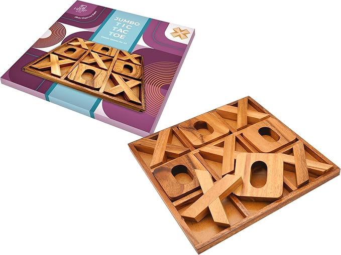 BSIRI Jumbo Tic Tac Toe Board Games 14 Inch - Wall Tic Tac Toe for Rustic Home, Farmhouse, Patio, Coffee Table Decor, Ideal Outdoor, Game Night, Family Games, Unique Gifts for Couples
