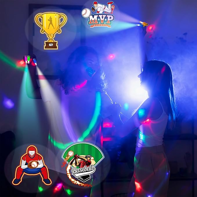 24PCS Baseball Party Favors-LED Finger Lights：Glow-in-the-Dark Light-Up Toys Bulk for Kids,Baseball Theme Birthday Party Decorations Supplies, Kids' Party Goodie Bags, Classroom Prizes, Fun Gifts