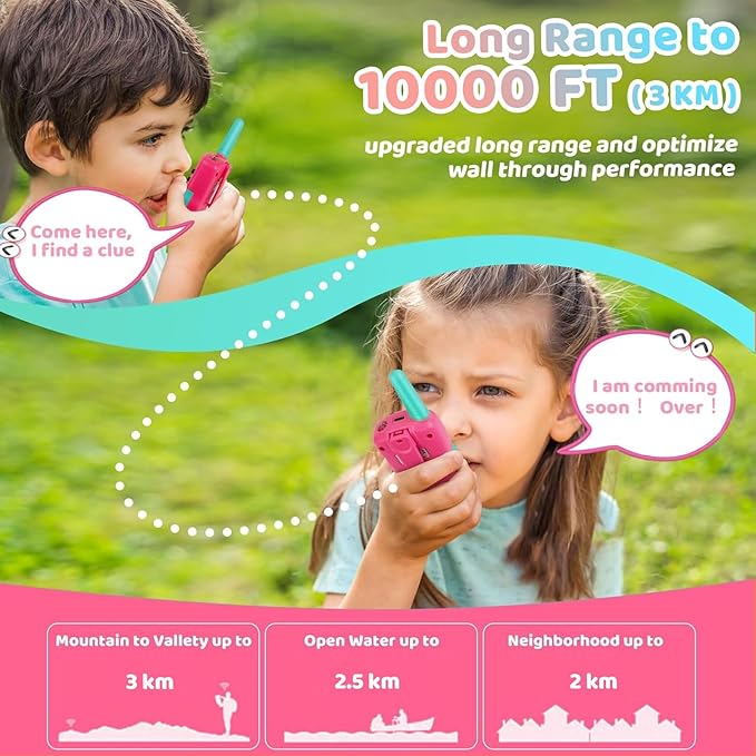 Vvinca Walkie Talkies for Kids 4 Pack - Toys for Boys Girls Age 3-12， Including Dinosaur Walkie Talkies 2 Pack, Rechargeable Walkie Talkie 2 Pack, Kids Toys for Christmas、Birthday Gifts for Toddlers