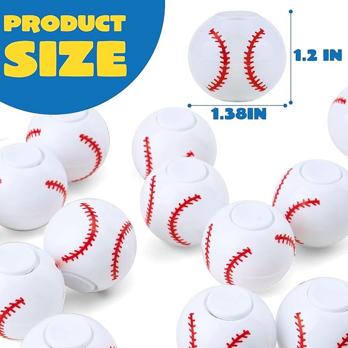 JOYIN 72 Pack Baseball Fidget Spinners for Kids, Baseball Party Favors, Fidget Toys Bulk, Stress Balls, Easter Egg Fillers Goodie Bags Stuffers for Birthday Party, Treasure Box Toys for Classroom