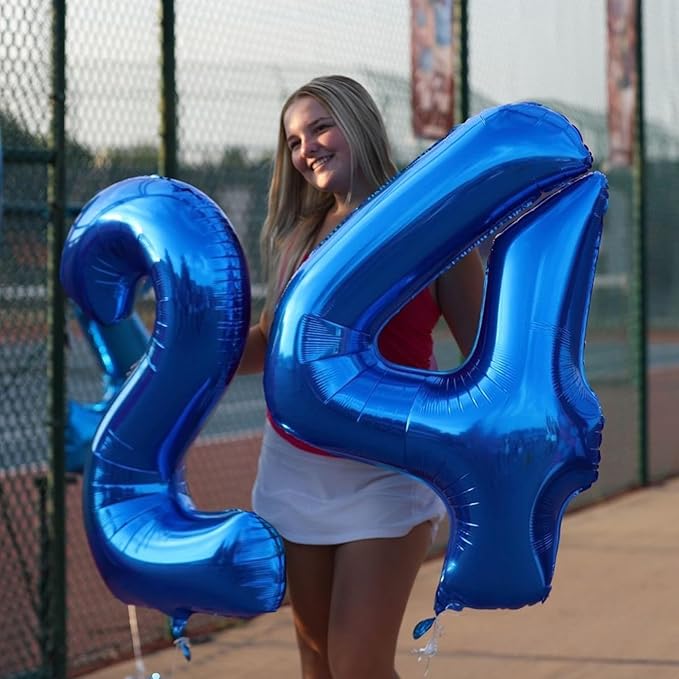 40 Inch Navy blue Number 24 Digital Balloon,Jumbo Mylar Foil Helium Balloon for 24 Balloons for Birthday Party,Wedding Anniversary Party Decorations