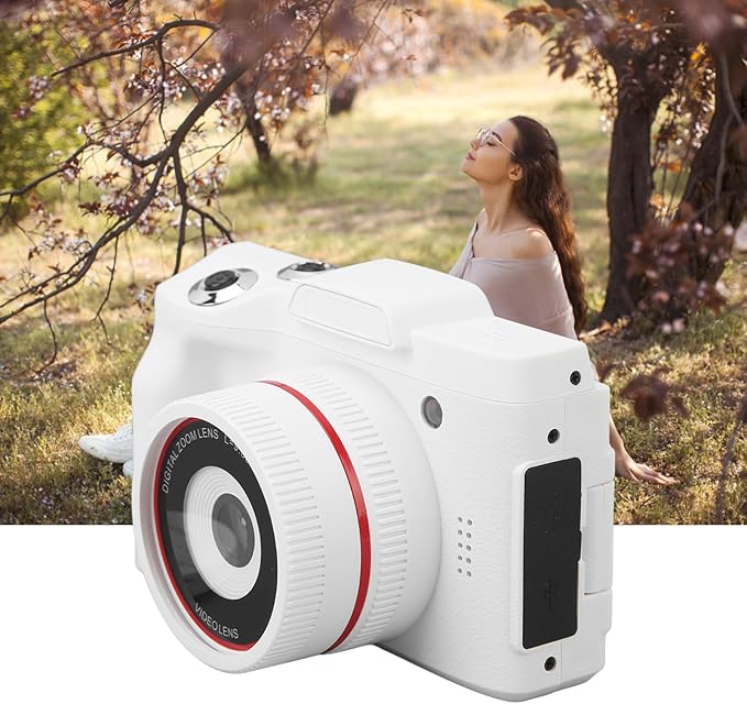White Digital Camera - 16Mp Vlogging Camera 2.4 Inch Display Screen Light Frequency 60HZ/50HZ for Teens Adults