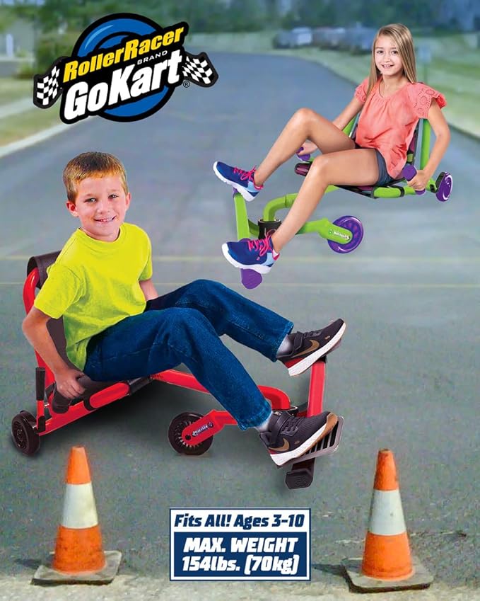 Go Kart, Swing Side-to-Side for Amazing Ride, Powered by Zig-Zag Motion, Rides on Any Hard Surface (Indoors and Outdoors)