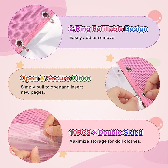 Doll Carrying Case Accessory Organizer Storage, Case to Hold Dolls and Clothes, Much Pocket for Doll’s Clothes, Accessories, Fits 6 Dolls & Accessories, Secure Straps Protect Dolls - Rainbow