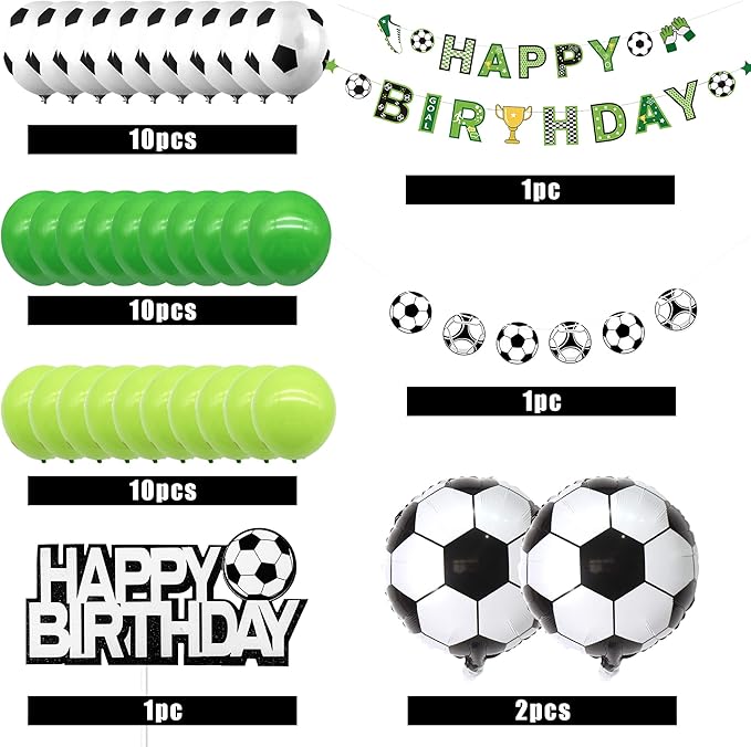 Soccer Birthday Party Decorations Soccer Balloons Banner For Men’s Boy’s Birthday Party Sports Theme Party Football Theme Party Supplies