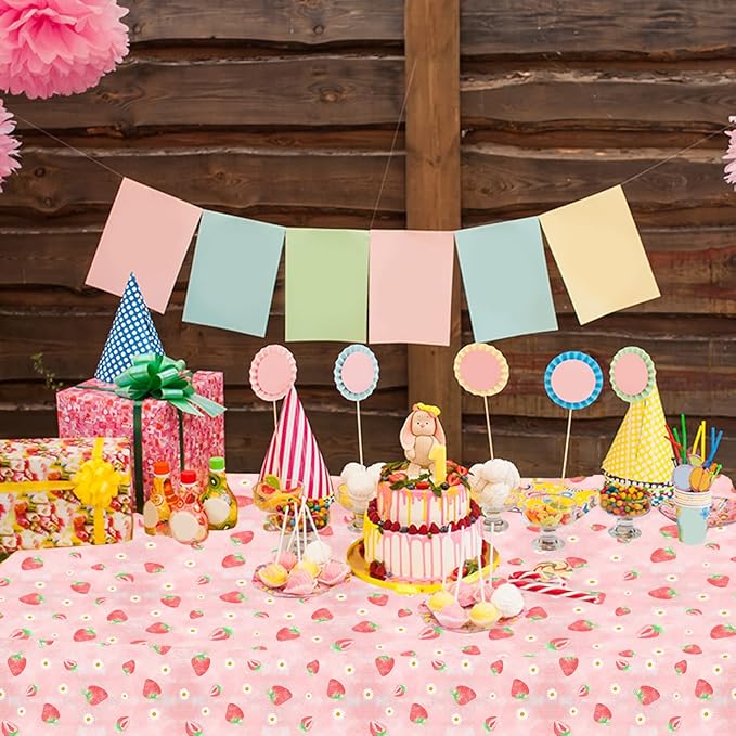 HAKOTI 3Pack Strawberry Table Cloth,Berry First Birthday Decorations Plastic Strawberry Theme Party Decor for Girls Berry Sweet Baby Shower Party Supplies
