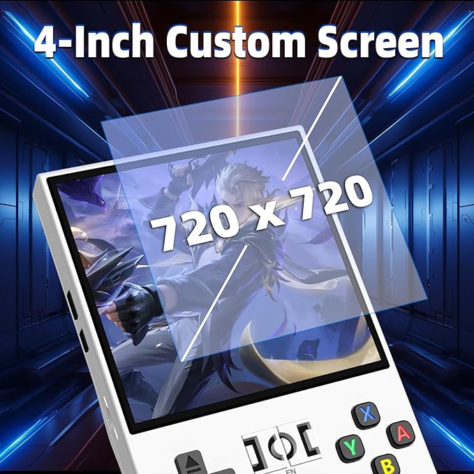 R36MAX Retro Handheld Game Console, 4.0 Inch IPS Screen, 64GB Memory, Portable Arcade Video Gaming Console Gift for Adults, Pearl White
