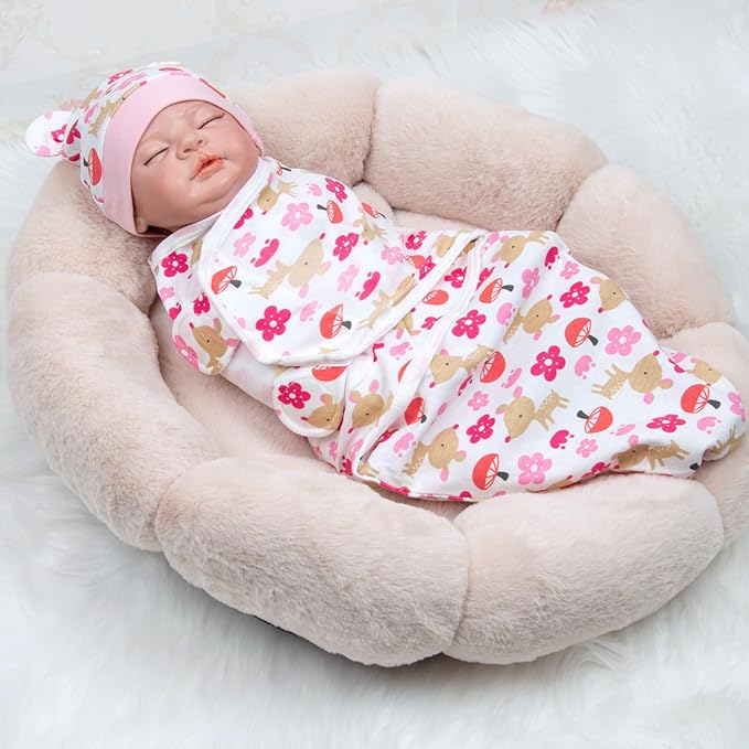 Reborn Baby Doll Clothes Accessories 17-22 Inch Reborn Dolls Clothes Pink Flower Baby Doll Clothing