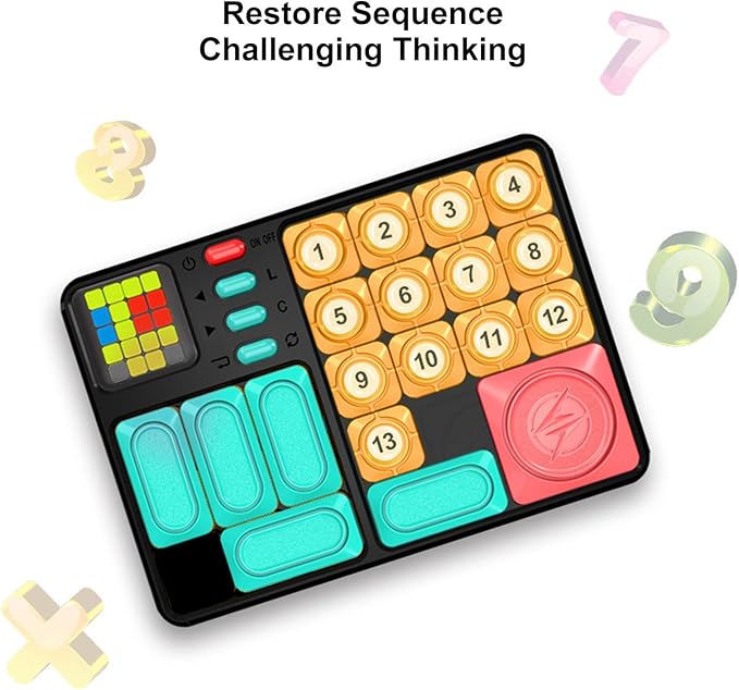 Slide Puzzle Games, Brain Teaser Puzzle Board Game Educational Interactive Handheld Brain Training Electronic Board Game for Boys Girls