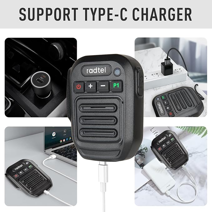 Walkie Talkie Bluetooth Handheld Speaker Mic Compatible with BaoFeng UV-5R BF-F8HP 5RM Quansheng Radios uv-k5 uv-k6 TD-H3 Radtel RT-900 RT-860 (Bluetooth V2)