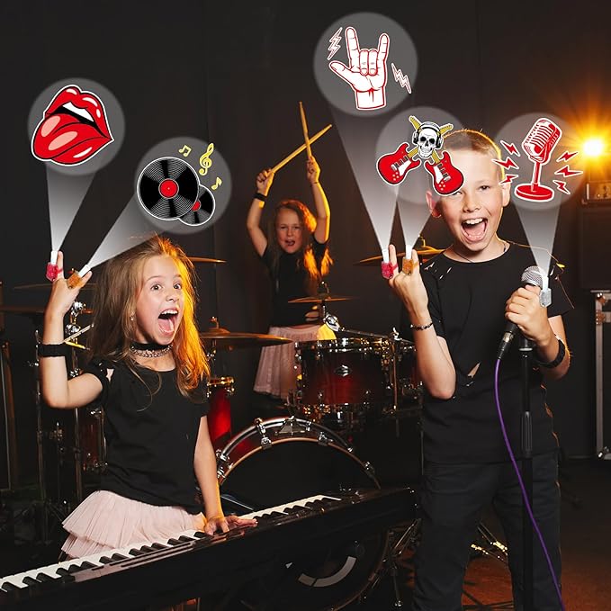 36 PCS Rock LED Finger Lights Music Party Favors Glow in the Dark Light Up Finger Lights Guitar Themed Toys Bulk for Birthday Party Goodie Bag Stuffer Birthday Gifts Classroom Prize