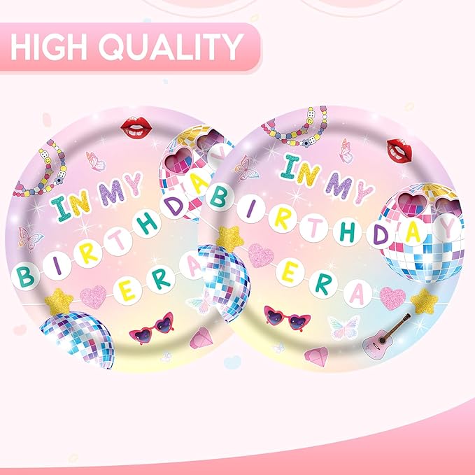In My Birthday Era Paper Plates 9 Inch Disposable Plates | Singer Music Themed Party Supplies for Girls Women Birthday Party Decoration, Friendship Bracelet Party Supplies