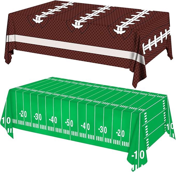 Football Party Decorations Disposable Tablecloth Plastic Touchdown Table Cover for Football Birthday Party Decorations and Games Tailgate Decorations 54 X 108Inch, 2 Pack