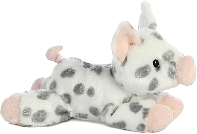 Aurora® Adorable Mini Flopsie™ Spotted Piglet Stuffed Animal - Mini Companions Ready for Playful Adventures - for Kids All Ages, Toddlers, Adults, and Families - White 8.5 Inches