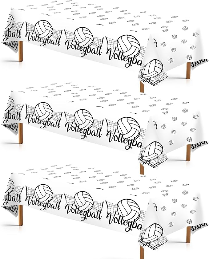 Grencian 3Pcs Volleyball Birthday Party Tablecloth Volleyball Plastic Table Covers Sports Theme Disposable Table Cloth for Girls Birthday Party Decorations