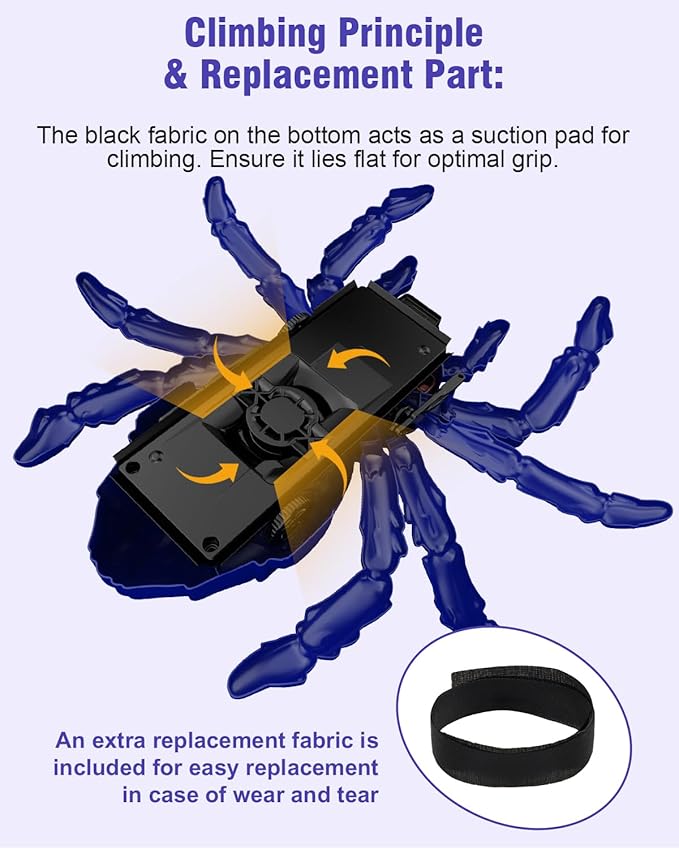 Wall Climbing Spider Toy for Kids, Dual Mode Floor & Wall Driving, Rechargeable Remote Control Robot, Climbs up Toys & Games, Halloween Christmas Birthday Gifts for Boys Girls Ages 4 & Up