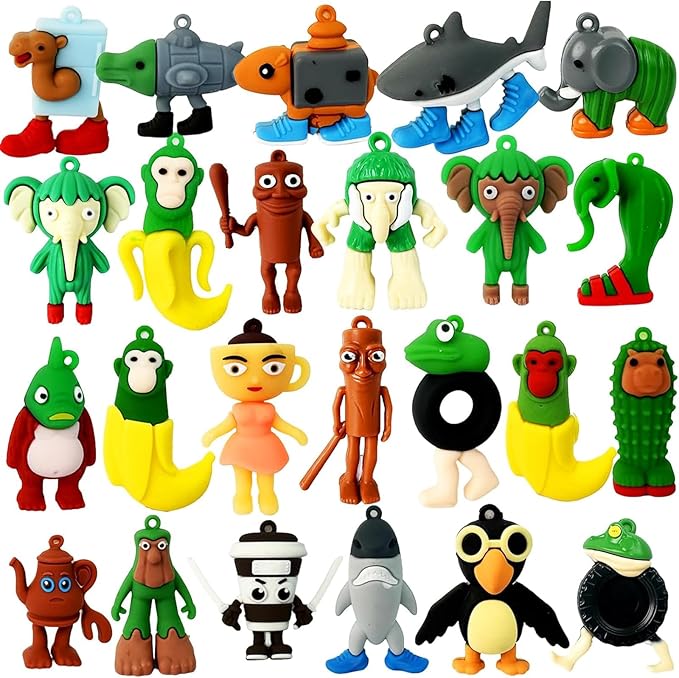 24PCS Tralalero Tralala Action Figure,TNG TNG Sahur Meme Unique Action Figures Decorations Gifts,Meme Shark Figures Toys 2.5in, Easter Basket fillings