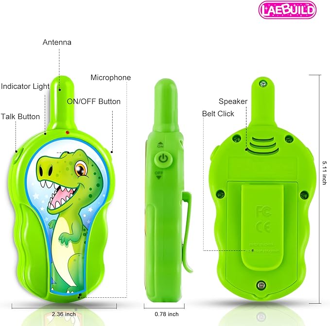 Kids Toys Dinosaur Walkie Talkies 2 Pack for Toddler Boys 2-7, 2 3 4 5 Year Old Boy, Perfect Birthday Party