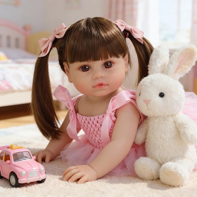 SCOM Lifelike Reborn Dolls Girl -20 Inch Realistic Baby Doll Newborn Baby Dolls，Lifelike Baby Doll Silicone Toddler Clothes Gift Set for Age 3+