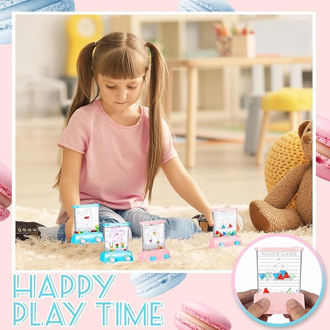Sumind 10 Pcs Handheld Water Game for Kids Easter Basket Stuffers Mini Water Ring Toss Basketball Hoop Toy 90s Retro Mini Games for Goodie Bag Birthday Return Gifts (Lively Style,Pastel)