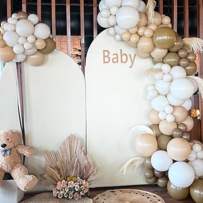 Neutral Balloon Arch Kit,Beige Nude Light Brown Tan Sand White Balloons for Boy Girl Bear Baby Shower Decorations Boho Wedding Bridal Engagement Anniversary Birthday Party Supplies