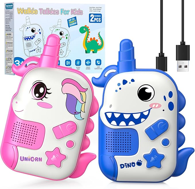 Rechargeable Walkie Talkies Toys for Kids: Dinosaur Toys Walkie Talkies for Kids 2 Pack Easter Birthday Gifts for 3 4 5 6 7 Year Old Girls Unicorn Toy Age 4-5 6-8 Years Old Basket Stuffers