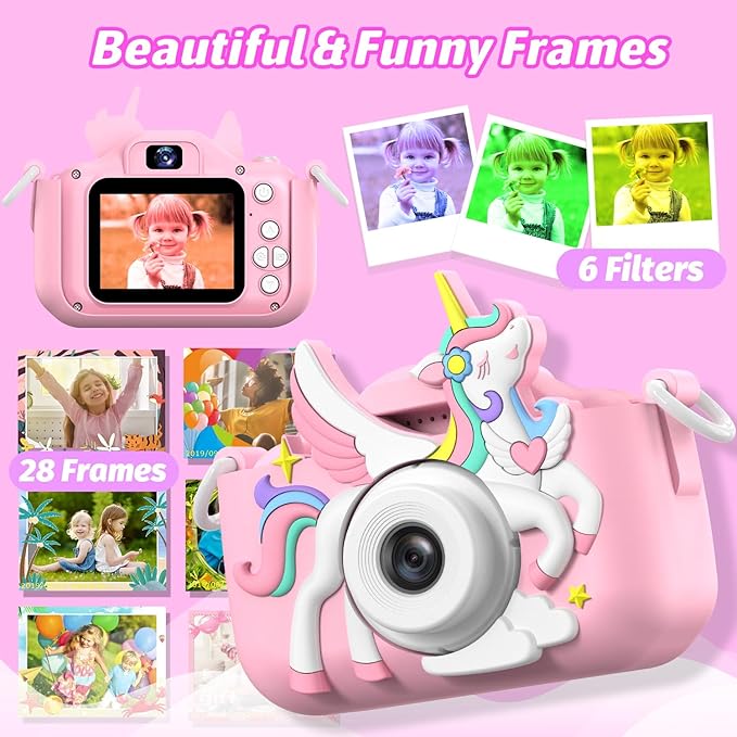 Kids Camera Toys,Children Digital Video Camera Gift for Girls Boys 3-12 Age Kids,Chritmas Birthday Festival Present for 3 4 5 6 7 8 9 10 11 12 Year Old Toddler Child (Pink)