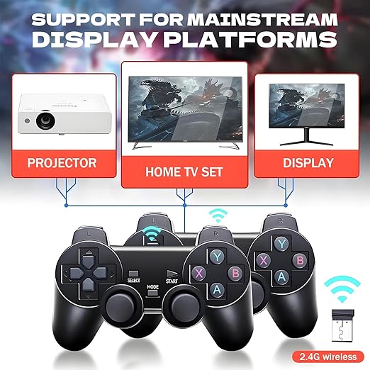 Retro Gaming Console 256G Retro Game Stick 4K HD Emulator Console with Dual Wireless Controller,Plug and Play Video Games for TV
