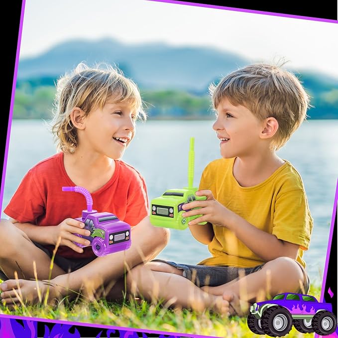 Tanlade 12 Set Green and Purple Monster Truck Road Cups with Straws, Plastic Vehicle off Road Drink Cup Reusable Truck Cups Bulk Race Car Birthday Party Favor Supplies for Racing Party Supplies
