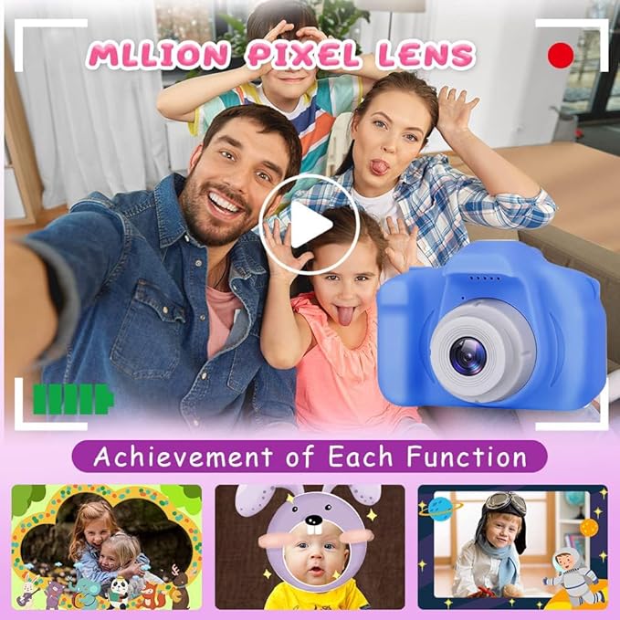 Kids Camera Toys Gifts Christmas Birthday Festival for Boys Age 3 4 5 6 7 8 9 10 Year Old Boy Toys HD Digital Video Toddler Camera with 32GB SD Card(Blue)