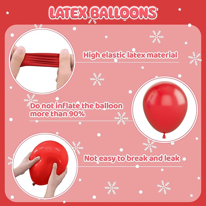 Merry Christmas Party Balloons,12 Inch Xmas Style Red Green White Print Balloons for Christmas Theme Party Supplies