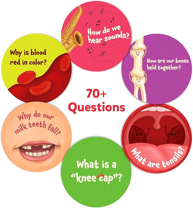 Skillmatics Flash Cards - Science Snippets The Human Body, STEM Learning Educational Toys & Learning Aids for Kids, Gifts for Boys & Girls Ages 7, 8, 9 & Up, Homeschool, Classroom & Travel Activity
