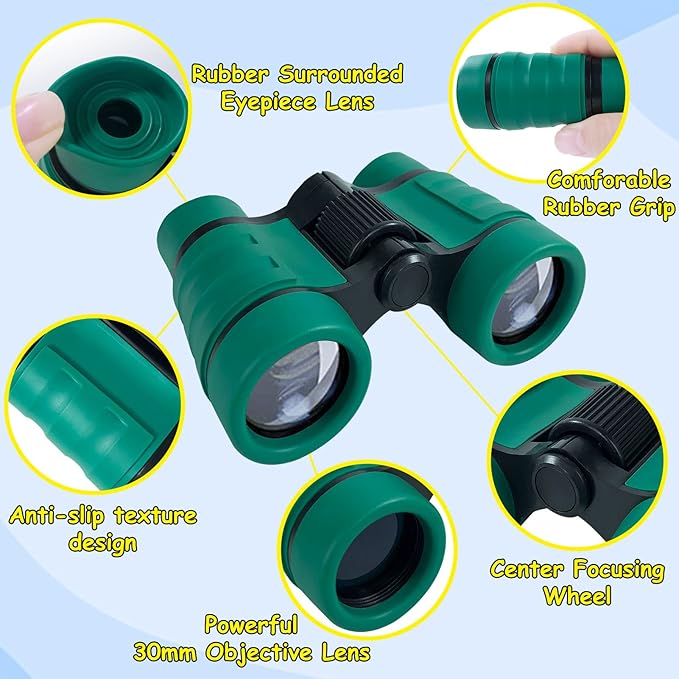 ESSENSON Binoculars for Kids Toys Gifts for Age 3-12 Years Old Boys Girls Kid Telescope Outdoor Toys for Sport and Outside Play Hiking, Bird Watching, Travel, Camping, Birthday Presents (Forest Green)