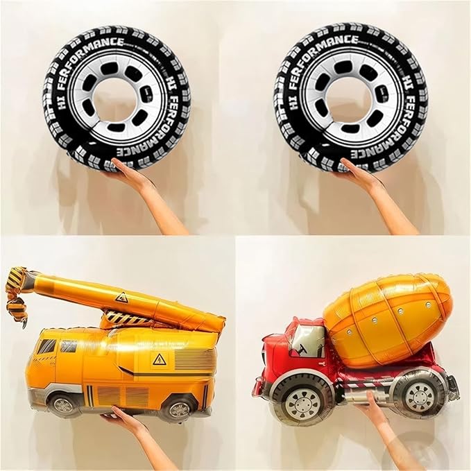 Construction Balloons 4rd Birthday Decorations for Boys 40inch Number 4 Balloons Truck Foil Balloon for Construction Birthday Party Decorations Supplies
