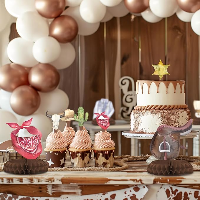 12 Pack Cowboy Table Decorations - Cowboy Party Decorations for Kids' Birthday and Themed Events - Cowboy Table Toppers