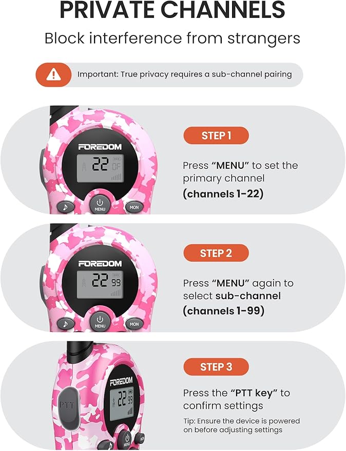 FOREDOM Walkie Talkies for Kids Walkie Talkies Long Range for Boys & Girls Age 3 to 12 Year Old Birthday Cool Army Toys - 3 Pack