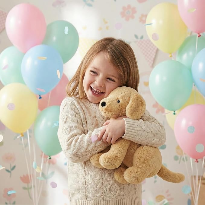 Labrador Golden Retriever Stuffed Animal Dog Puppy Plush Toy with Embroidered Eyes for Babies Toddlers Kids Adults Ages 1 and Up, No Hard Parts, Machine Washable 12 inches