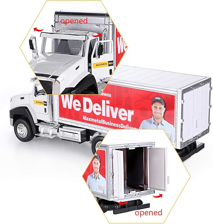G.C 3 Pack Diecast Transport Vehicles Set - Garbage Truck, Tanker, Delivery Truck 1:50 Scale Pull Back Metal Model Car Toys for Boys