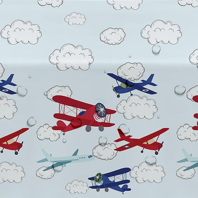Airplane Party Decorations Tablecloth Boy's Birthday Baby Shower, 3 Pack Disposable Aviation Theme Airplane Birthday Party Supplies Tablecover, 55in x 86in