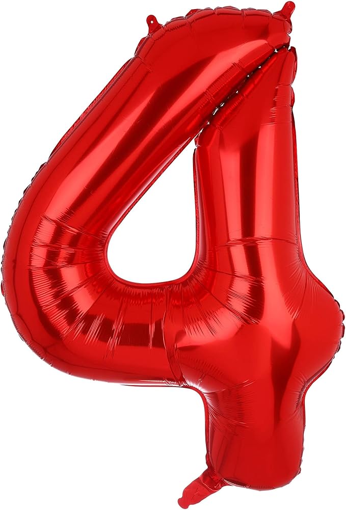 40 Inch 4 Red Number Balloons Mylar Foil Helium Digital Balloons Baby Shower 4st Birthday Party Decor Supplies