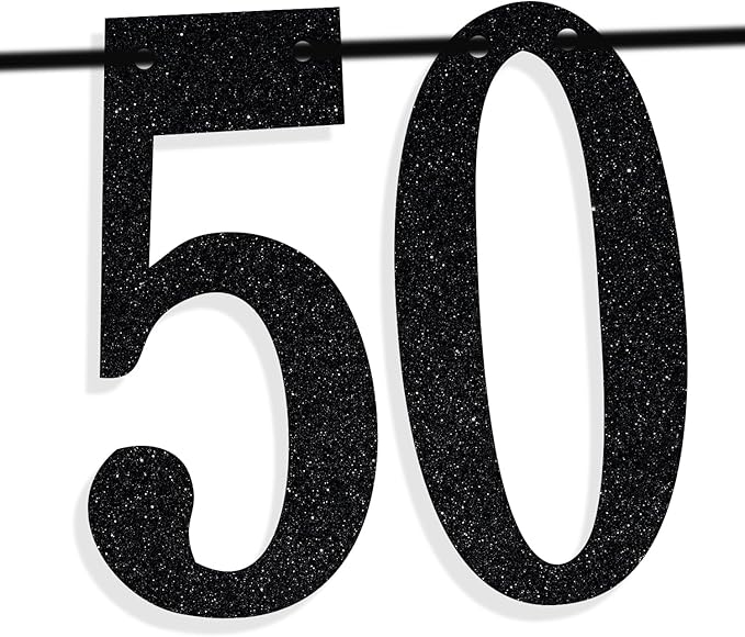 Black Glitter Look at You Turning 50 & Sh*t Banner, Happy 50th Birthday/Level 50 Unlocked/Cheers to 50 Years, Funny 50th Birthday Party Decorations Supplies