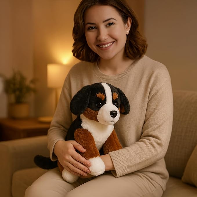 Bernese Mountain Dog Stuffed Animals Puppy Plush Toys for Boy Girl Kids Gift Birthday, 12 inches